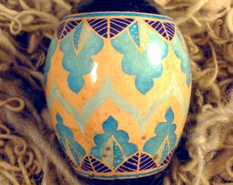 Pysanky Turkey Egg Ornament in Ombre Blues