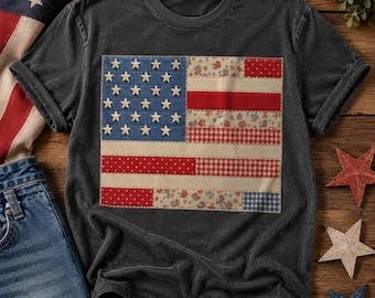 US Flag png, Faux FOJ png,  Patchwork American Flag Png, 4th of July Shirt Design, Quilted USA Sublimation