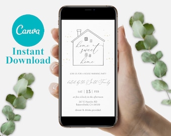 Editable Mobile Housewarming Invitation Template, Homewarming Party Invitations, Digital House Warming Party Invite, Home Warming Evite Card