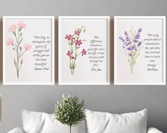 3 set Carl Rogers Jung Freud Quote Psychology Art Poster Psychotherapist Gifts Office Decor Social Worker Quotes Therapist Gift Counseling