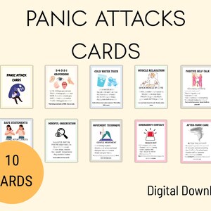 Panic Attack Emergency Cards  Mental Health Support Tool  Anxiety Relief Guide  Printable Therapy Cards Instant Download