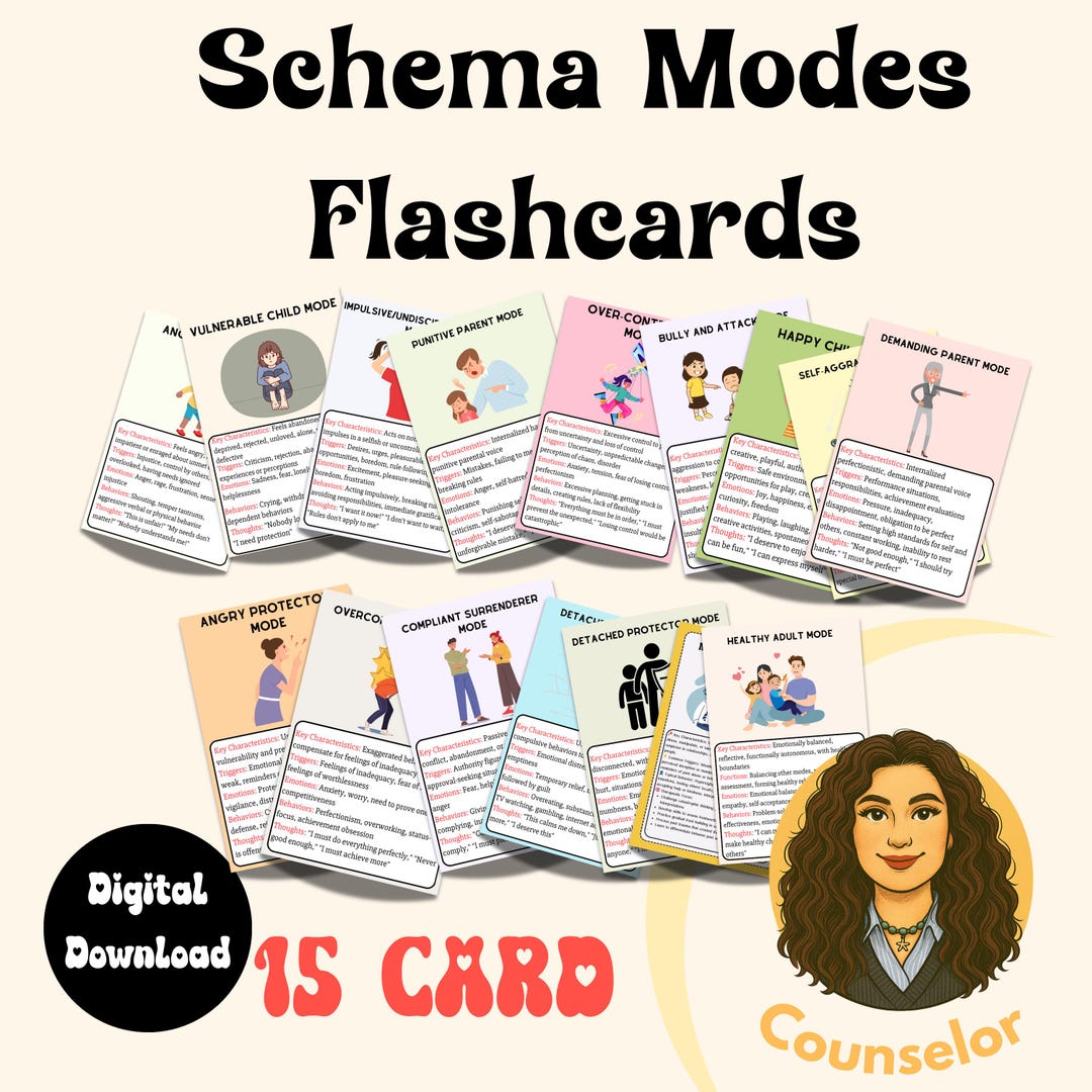 Schema Mode Flashcards Therapy Worksheet Therapy Cards Schema ...