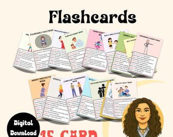 Tarjetas de memoria del modo esquema, Hoja de trabajo de terapia, tarjetas de terapia, hojas de trabajo de esquemas, modos de terapia, esquemas desadaptativos, herramientas de terapia, Descarga digital