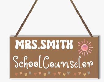 Wood Door Sign, Personalized Classroom Door Sign, School Counselor, Social Worker, Assistant Principal, School Psychologist, School