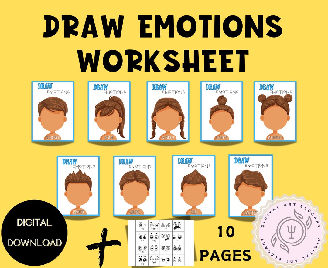 Drawing Emotion Expressions on Blank Faces 10-page Digital Kids ...