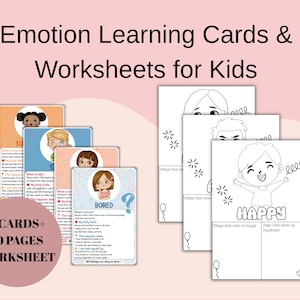 Tarjetas Montessori para el aprendizaje de emociones. Hojas de trabajo. Kit de herramientas para niños de 6 a 9 años. PDF imprimible. Kit de herramientas para el consejero escolar.