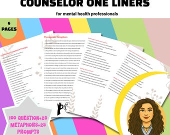 Therapy Questions Cheat Sheets Counselor One-Liners Reflection Prompts therapy tools cut dbt prompts