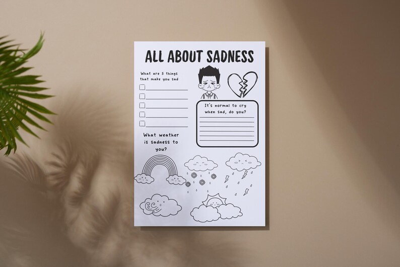 Sadness Questions All About Sadness Worksheet Feelings Exploration Emotion Recognition ...