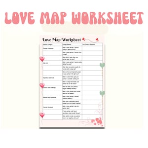 Love Map Worksheet  Relationship Questions  Couples Activity Valentine's Day Gift Gott Method  Couple Question Date Night Icebreaker Game