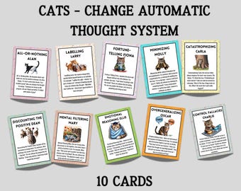 CATS Change Automatic Thought System ANTS Thinking errors, cbt cards, cognitive distortions, mindset, framing thoughts, therapy tools
