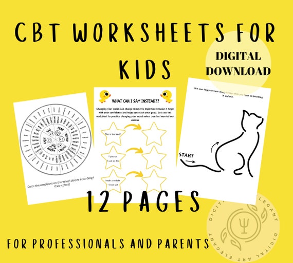 Cognitive Behavioral Therapy CBT Workbook Children Negative Thought Challenging Worksheet Kids Restructuring Core Beliefs Brain Bullies