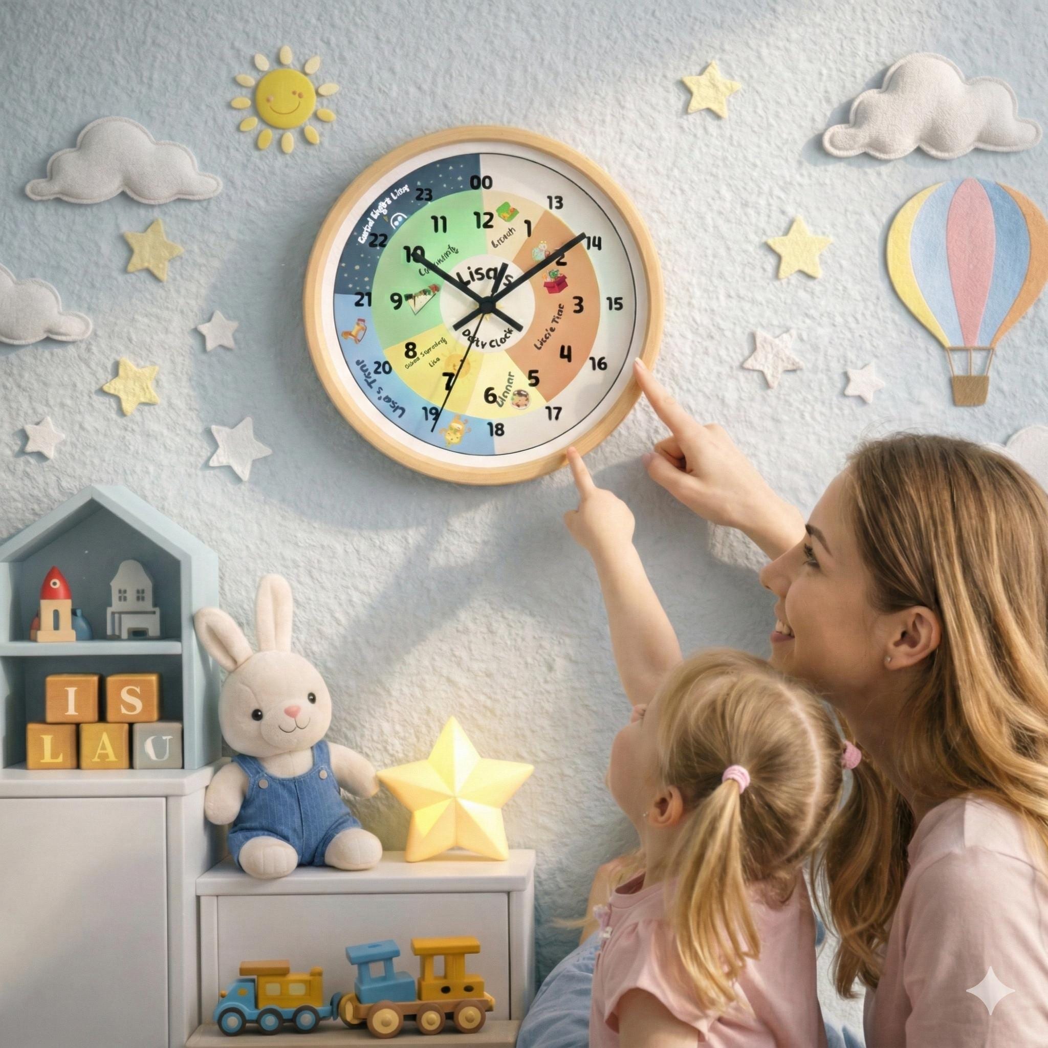 Personalized Kids Daily Routine Wall Clock | Montessori Visual Schedule ...