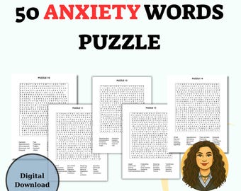 THERAPY anxiety Word Search Book  50 Word Search Puzzles for Counselors Therapists Social Workers Teachers  Mental Health Word Search Book