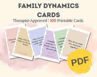 Tarjetas de conversación sobre dinámica familiar: 100 preguntas imprimibles de terapia para padres, niños y consejeros