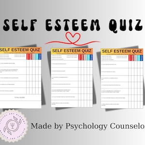 Quiz Self Esteem - Self esteem Quiz for Adults and Teens - Self Esteem Therapy - Self Esteem Worksheet Pdf Digital download Psychology Quiz