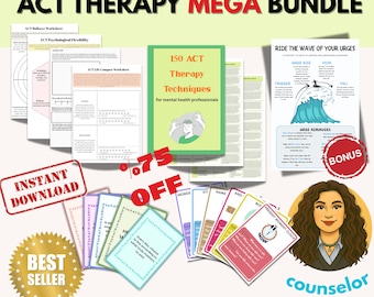 ACT Therapy-bundel 150+ afdrukbare tools Flashcards Waardenkaarten Technieken en werkboek Acceptance and Commitment Therapy Toolkit