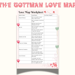 Love Map Worksheet Beziehungsfragen Paare Aktivität Valentinstag Geschenk Gottman Methode Paar Frage Date Night Eisbrecher Spiel