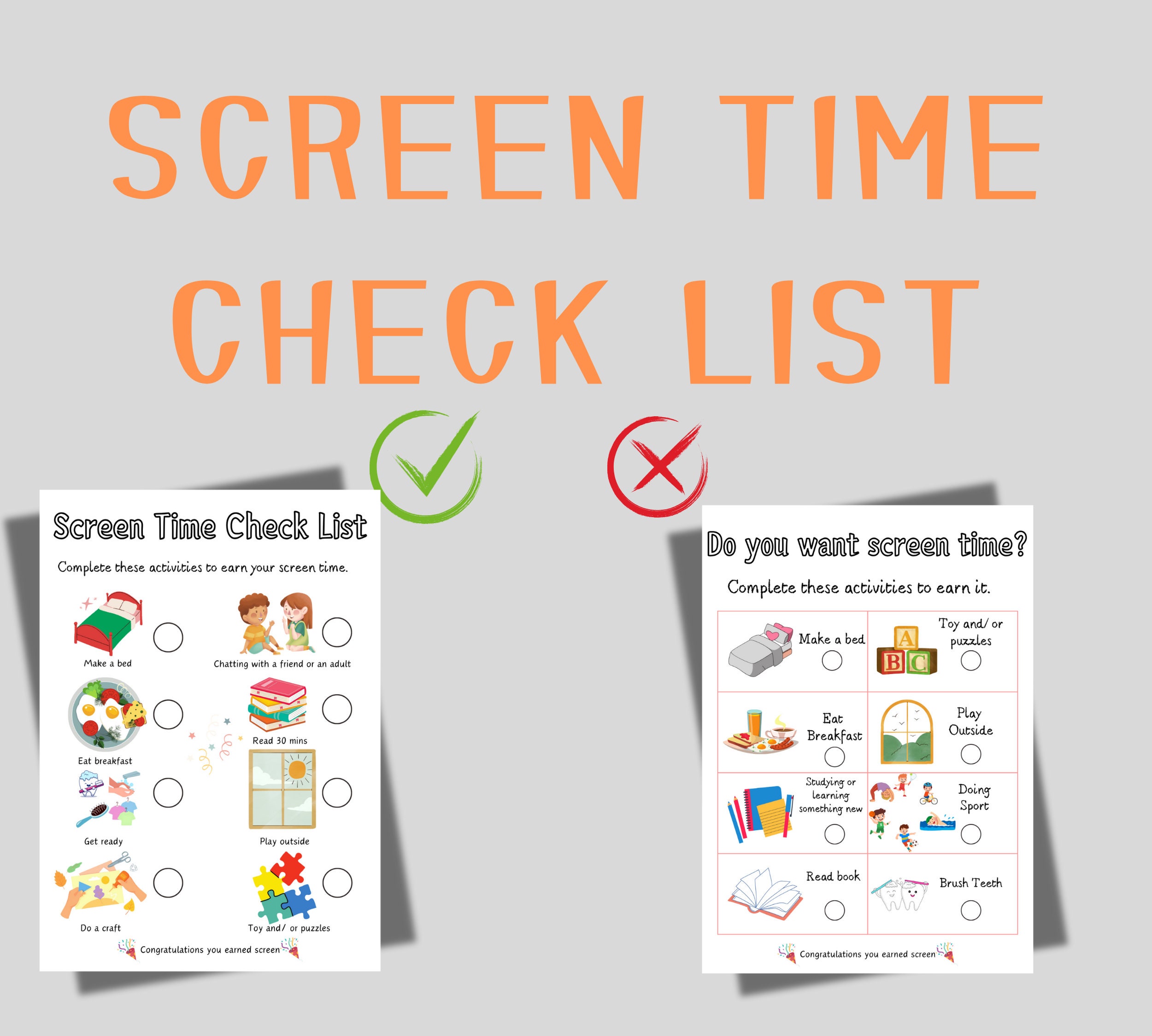How You Can Earn Screen Time, Screen Time Checklist, Screen Time Bucks ...