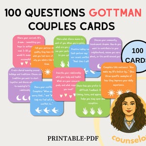 GOTTMAN 100 Couple Question Cards Conversation Starters Cards Date Night Cards Romantic Anniversary Gift  Icebreaker Games Relationship