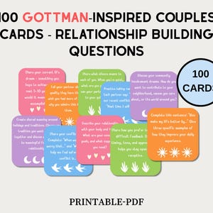 GOTTMAN 100 Couple Question Cards Conversation Starters Cards Date Night Cards Romantic Anniversary Gift  Icebreaker Games Relationship