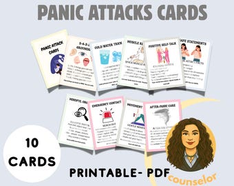 Panic Attack Emergency Cards  Mental Health Support Tool  Anxiety Relief Guide  Printable Therapy Cards Instant Download