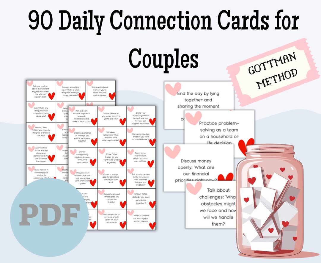 90 Daily Connection Cards for Couples Gottman Inspired Relationship ...