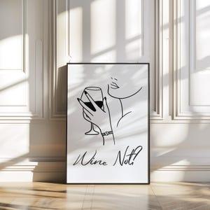 Minimalistyczny plakat z nadrukiem wina Nowoczesna kuchnia Salon Sypialnia Biuro Wystrój Modny projekt butelki wina w stylu retro Sztuka Cyfrowe pobieranie Bar Cart