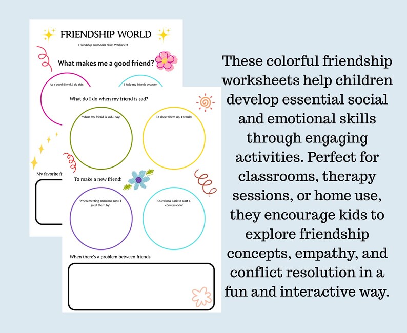 Friendship and Social Skills Worksheet for Kids | Digital Download ...