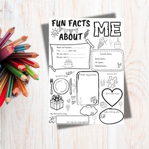 Leuk weetje All About Me-enquête Afdrukbaar, beter leren kennen, vragen van collega's, favoriete dingen van medewerkers Waardering studentidentificatie