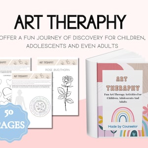 Art Therapy Worksheets For Mental Health and Self esteem . Therapy Book for kids, teens, Parents, counselors, therapists, and psychologists.
