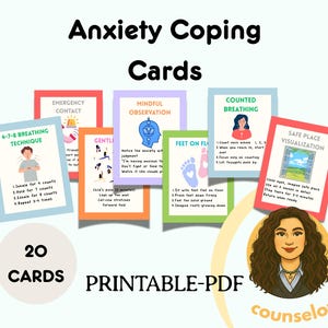 Anxiety Coping Card Printable  20 Mental Health Tools  Therapy Resources  Calming Therapy Worksheet CBT Therapy DBT Skill  Coping Strategies