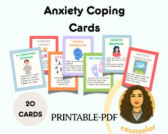 Anxiety Coping Card Printable  20 Mental Health Tools  Therapy Resources  Calming Therapy Worksheet CBT Therapy DBT Skill  Coping Strategies