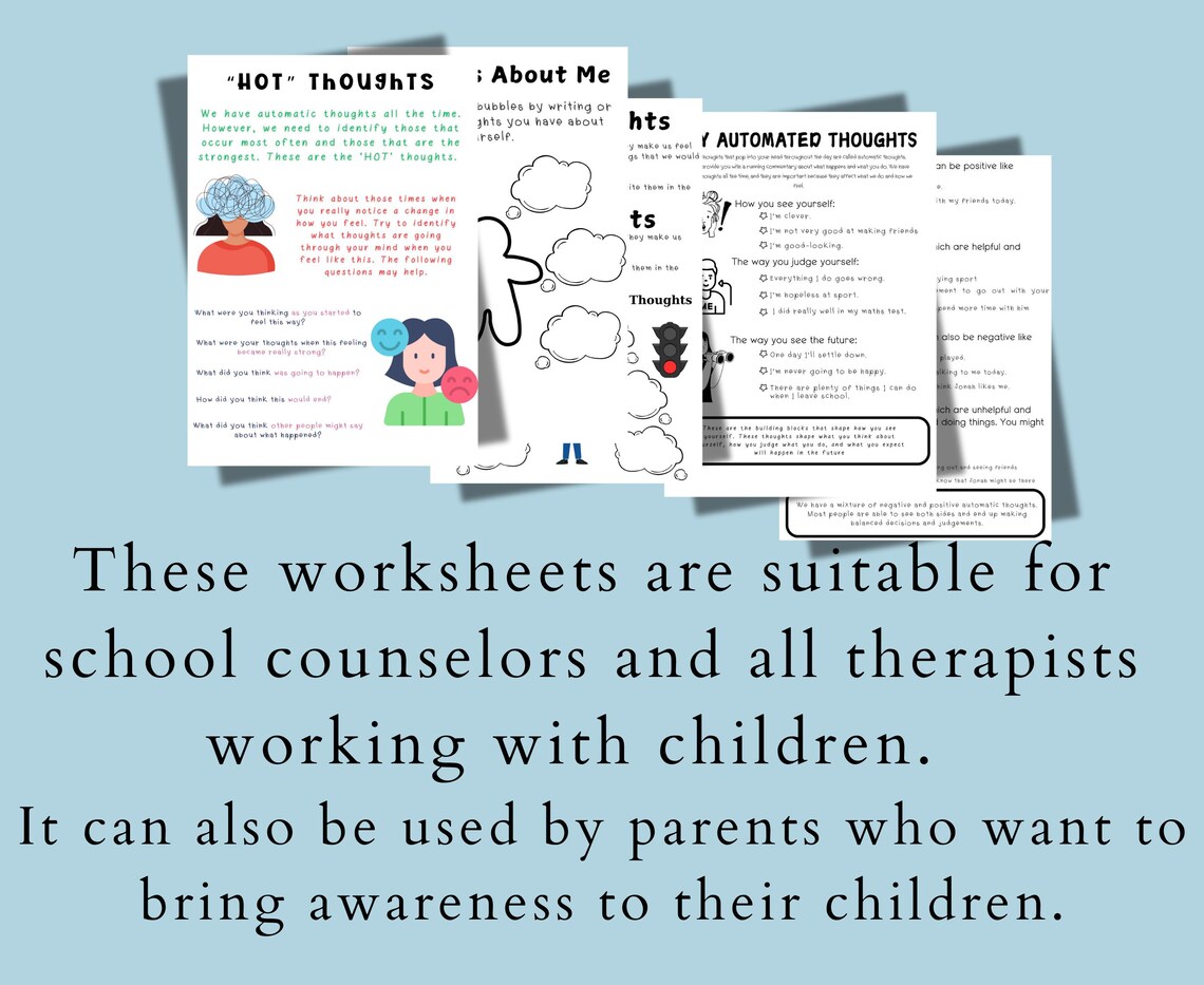 CBT Workbook 15 Pages for Therapist Kids CBT Worksheet Therapy Tools ...