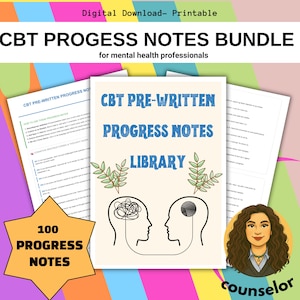 100 CGT-voortgangsnotities Counseling Documentatie Sjablonen Gids Psychotherapie Sessienotities Cheat Shee Werkblad Dbt Act