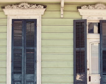 New Orleans Art, Unframed Photography Print or Ready to Hang Canvas, Green Creole Cottage French Quarter Wall Art