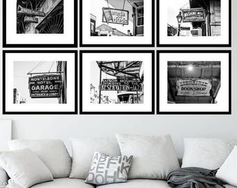 Black and White New Orleans Photography Print Set, French Quarter Signs Wall Art, Urban Cityscape Home Décor