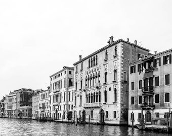 Black and White Venice Italy Art Print, Grand Canal Artwork, Italian Architecture, Unframed Print or Canvas