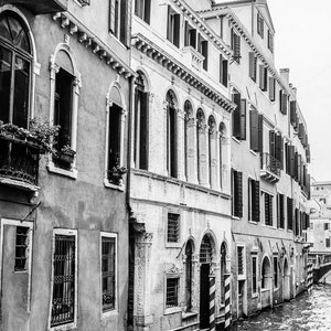 Black and White Venice Canal Art, Italy Photography Print on Canvas or Photo, Travel Prints, Living Room Bedroom Decor