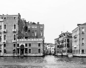 Black and White Venice Italy Landscape Architecture Photography Art Print, Italian Travel Print, Grand Canal Art, Unframed