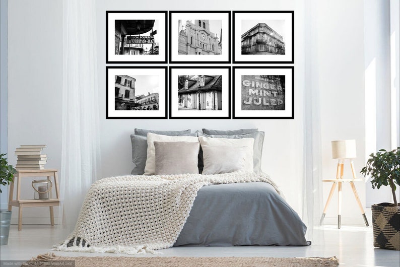 Black and White New Orleans Art Collection, Discounted Set of 6, Unframed French Quarter Photography Prints, Travel Decor image 1