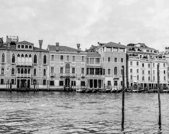 Black and White Venice Italy Art Print, Grand Canal Landscape Photography, Travel Photos for Wall, Unframed Print or Canvas