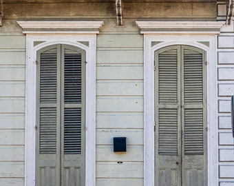 New Orleans Door Photography Print, Green Creole Cottage Canvas Art, French Quarter Decor