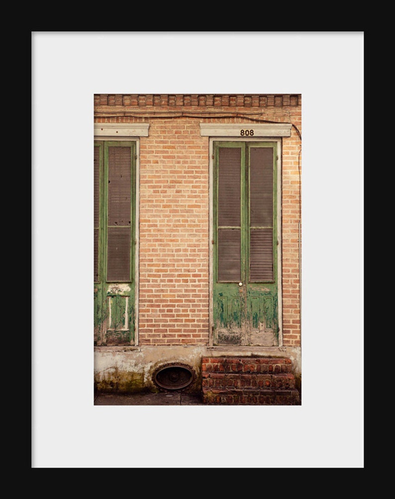 New Orleans Art Prints, Green Home Decor, French Quarter Door Photography Architecture Art, Large LIving Room Wall Art, Canvas or Photo image 3