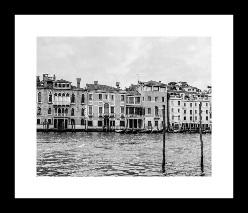 Black and White Venice Italy Art Print, Grand Canal Landscape Photography, Travel Photos for Wall, Unframed Print or Canvas image 2