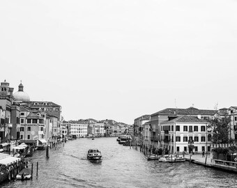 Black and White Venice Canal Art, Italy Photography Print on Canvas or Photo, Travel Prints, Living Room Bedroom Decor