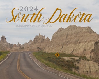 READY TO SHIP 2024 South Dakota 12 Month Wall Calendar,  Midwestern Travel Photography, Landscape Wall Art, Badlands National Park