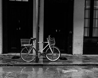 New Orleans Photography Print, Unframed Office Art, Black and White Bicycle Wall Art, Canvas Photo Decor, Number 2