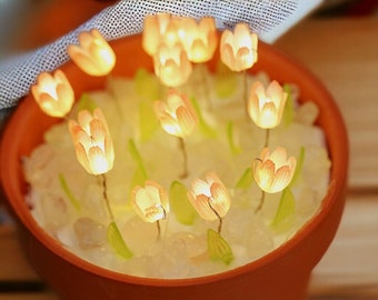 Luz de noche de tulipán, lámpara de noche de tulipán Lámpara de tulipán Luz de tulipán, Luz de noche de bricolaje, Lámpara de mesa de tulipán, Luz de noche de flores, Lámpara de noche - Lámpara de escritorio