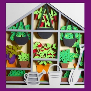 3D Shadow Box Art Vegetable Greenhouse Design Handcrafted for Plant Lovers