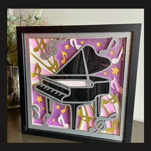 3D Shadow Box Art Exquisite Baby Grand Piano